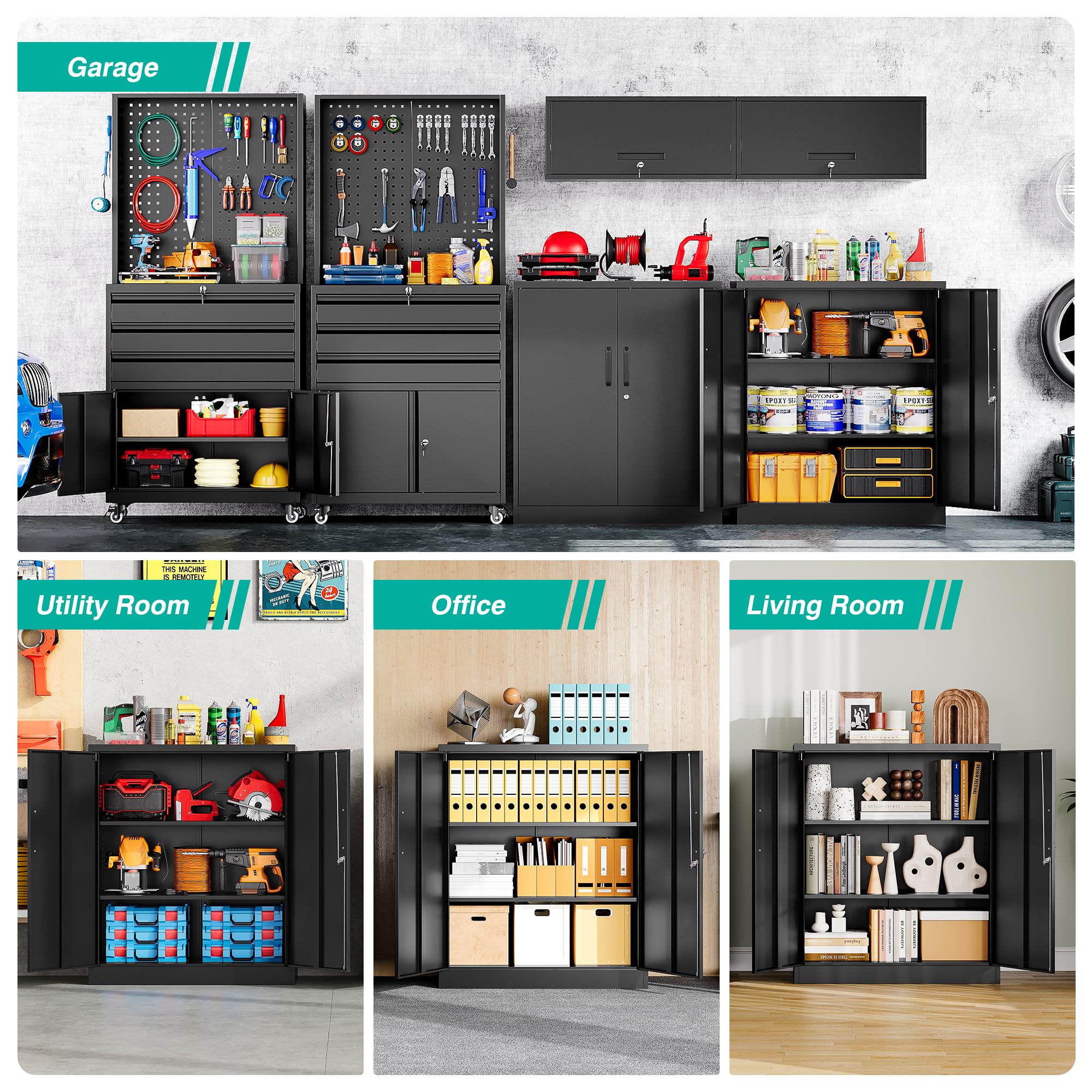 Amazon.co.jp: SISESOL 金属製収納キャビネット ロックスチール